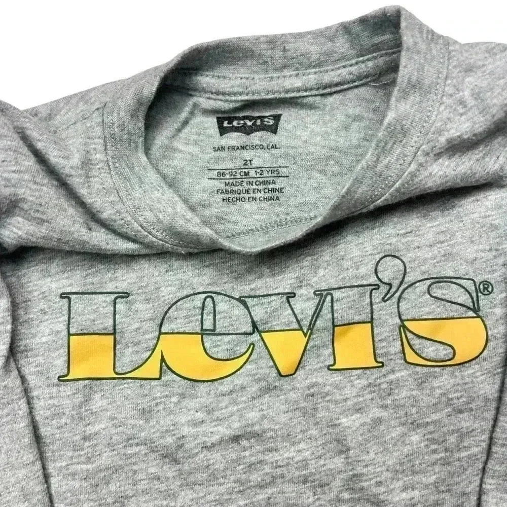 Levi’s Toddler Gray Long Sleeve Yellow & Green Lettering | Size 2T - Picture 3 of 6